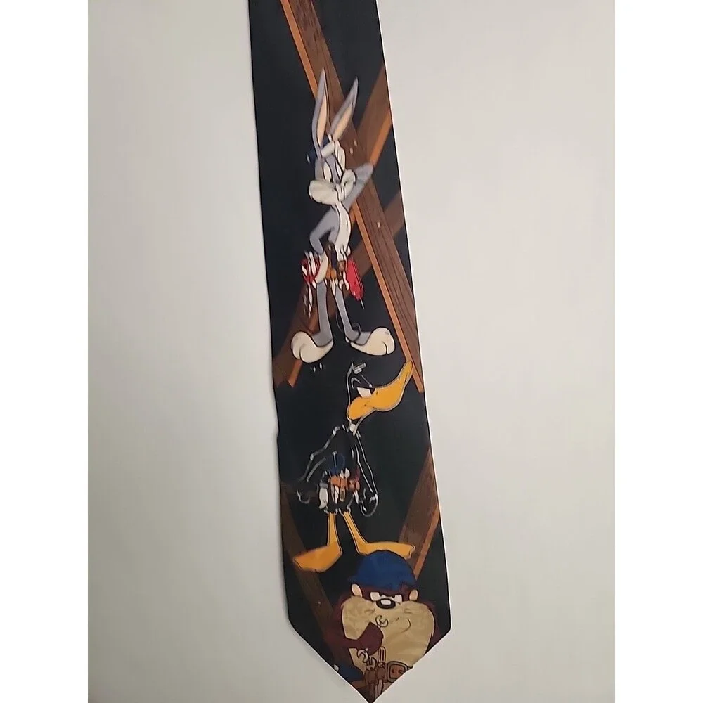 Vintage 1995 Looney Tunes Mania Men's Tie Bugs Bunny Tazz Daffy Duck